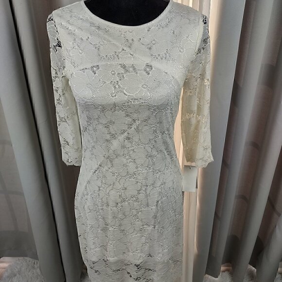 Speechless Dresses & Skirts - Speechless Women's Eggshell Lace Bodycon Dress with Back Zipper Size 7 (NWT)